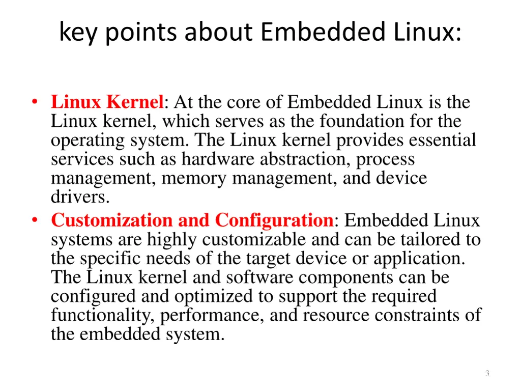 key points about embedded linux