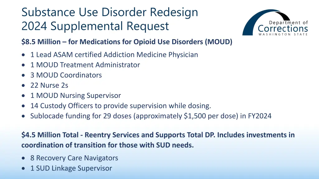 substance use disorder redesign 2024 supplemental