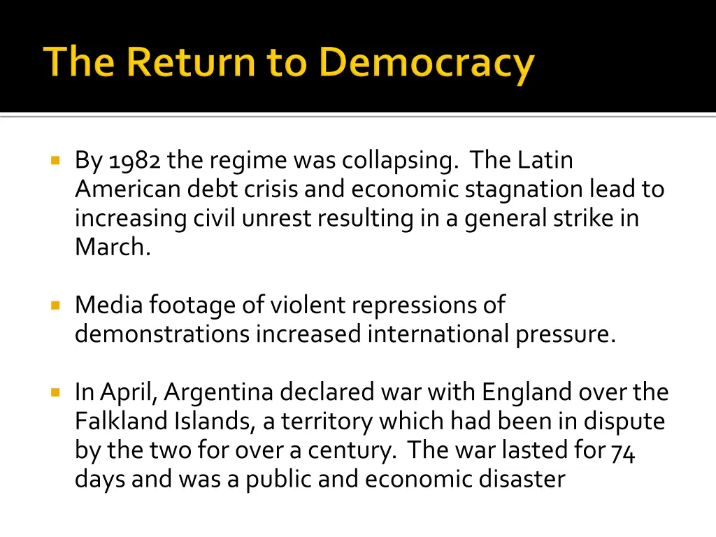 by 1982 the regime was collapsing the latin