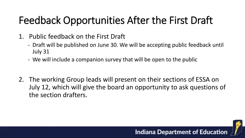 feedback opportunities after the first draft