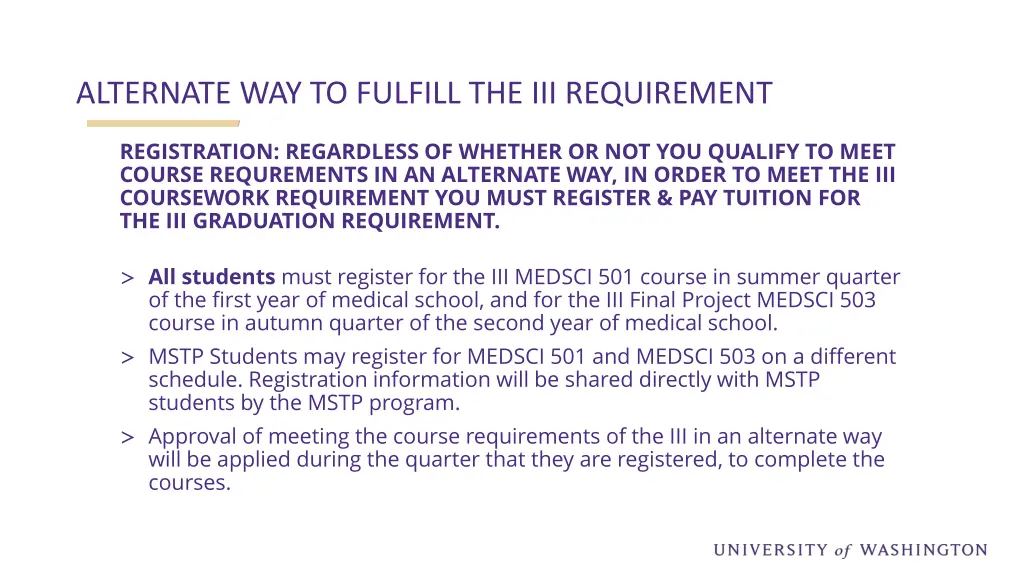alternate way to fulfill the iii requirement 2