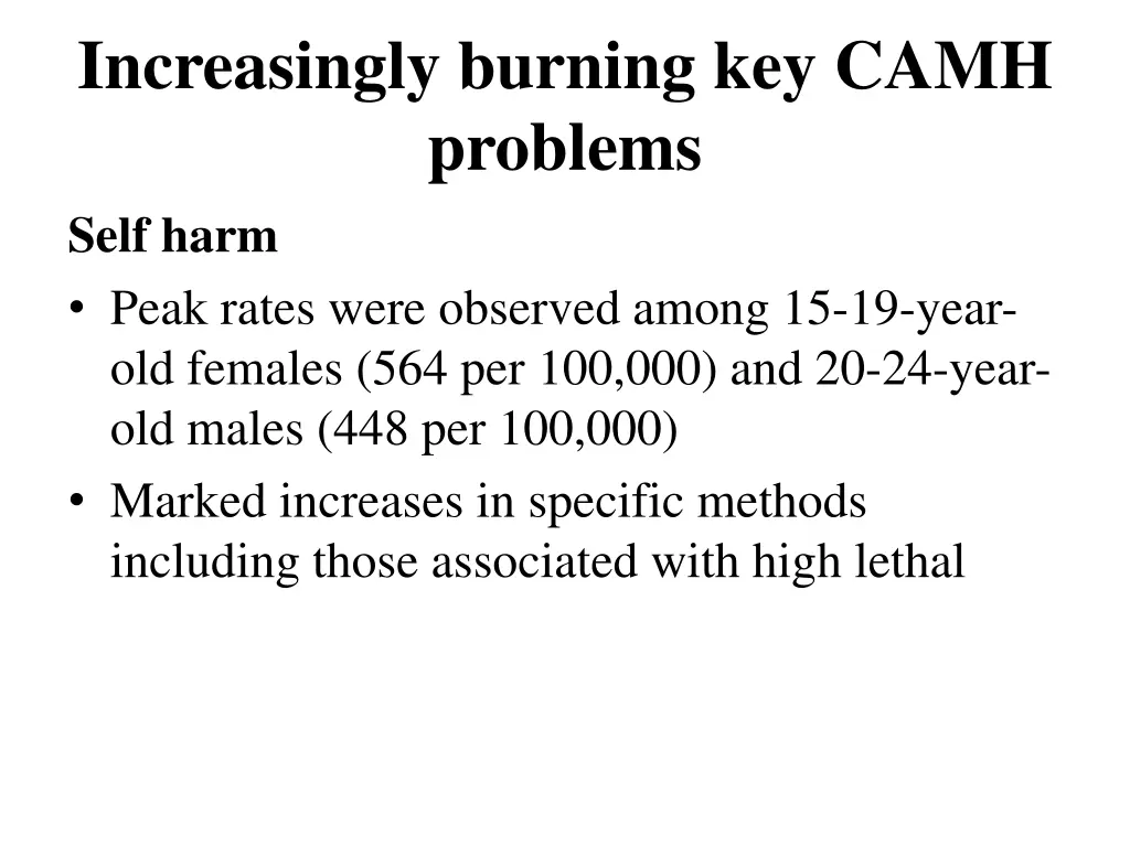 increasingly burning key camh problems self harm 1
