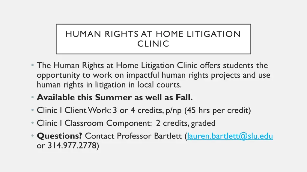 human rights at home litigation clinic