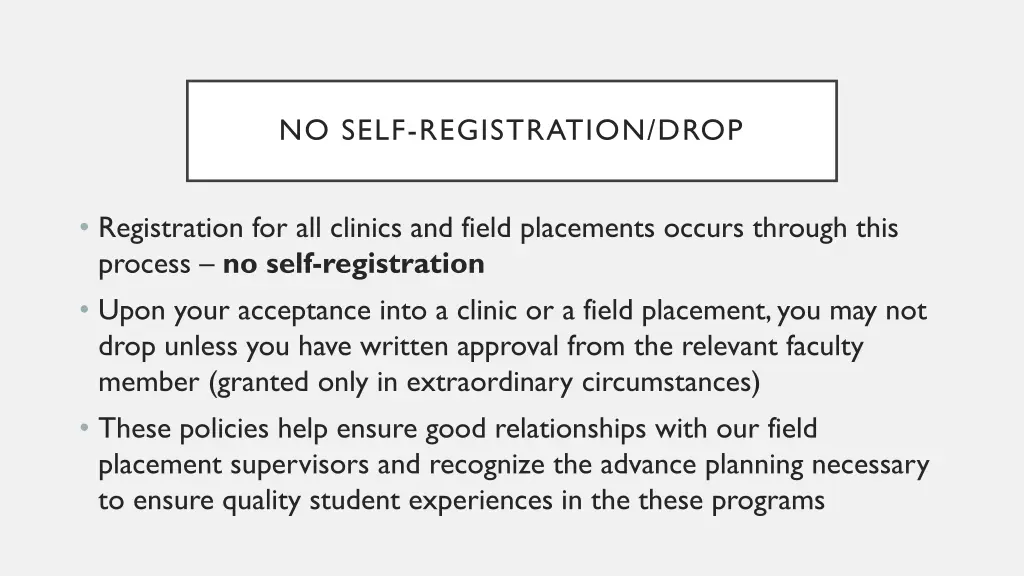 no self registration drop