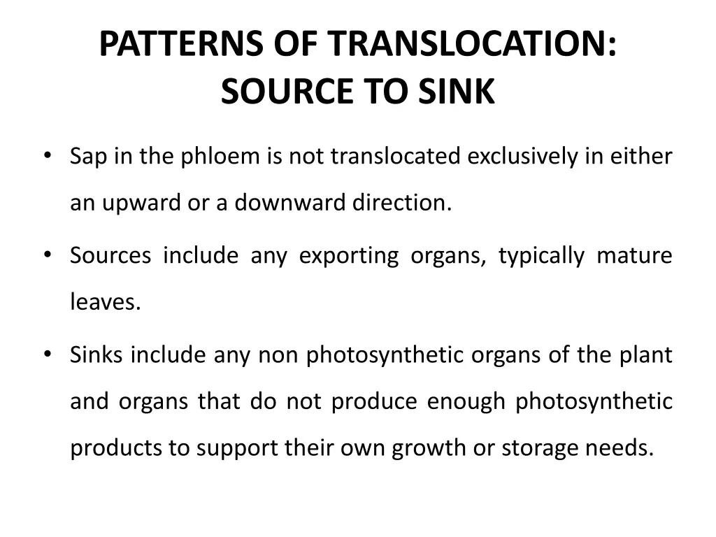 patterns of translocation source to sink