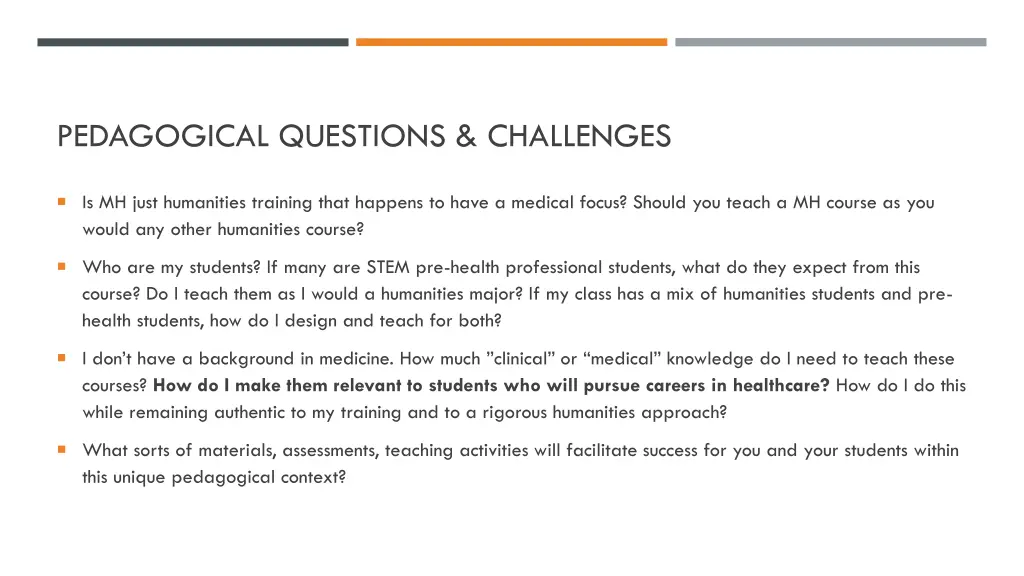 pedagogical questions challenges