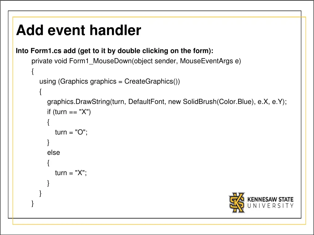 add event handler