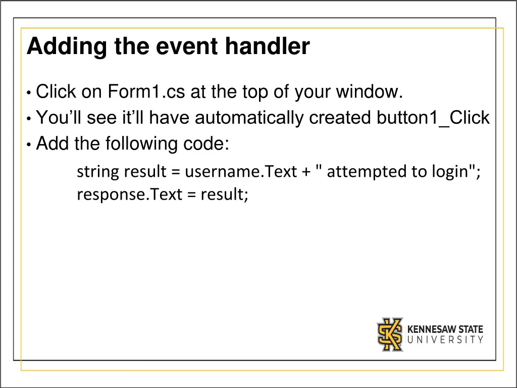 adding the event handler
