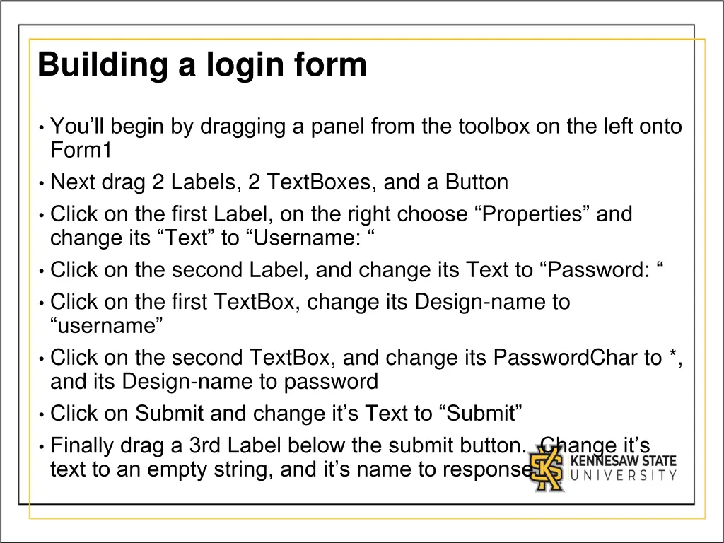 building a login form