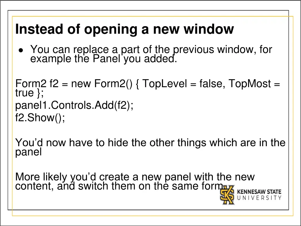 instead of opening a new window