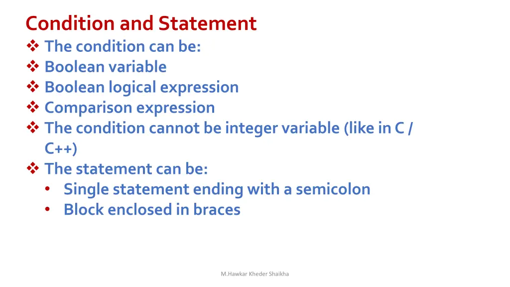condition and statement the condition