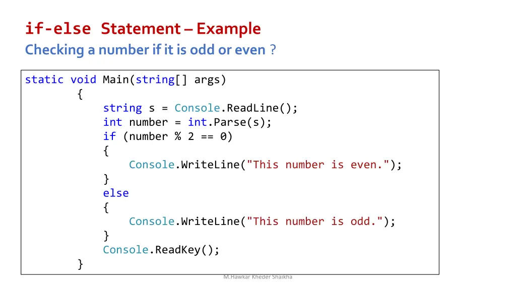 if else statement example checking a number