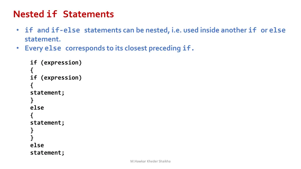 nested if statements