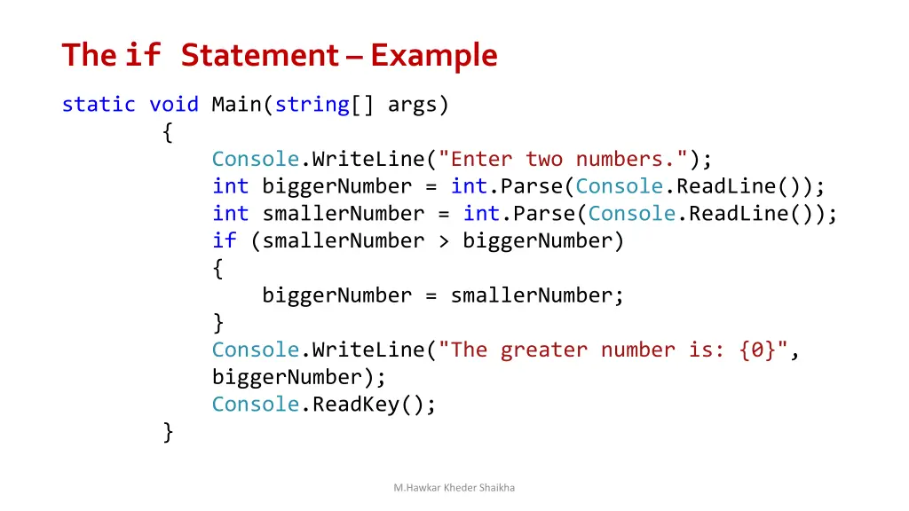 the if statement example
