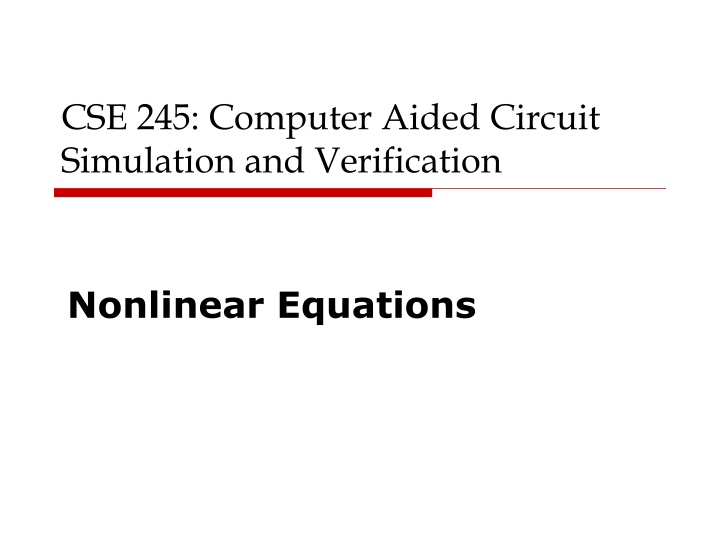 cse 245 computer aided circuit simulation
