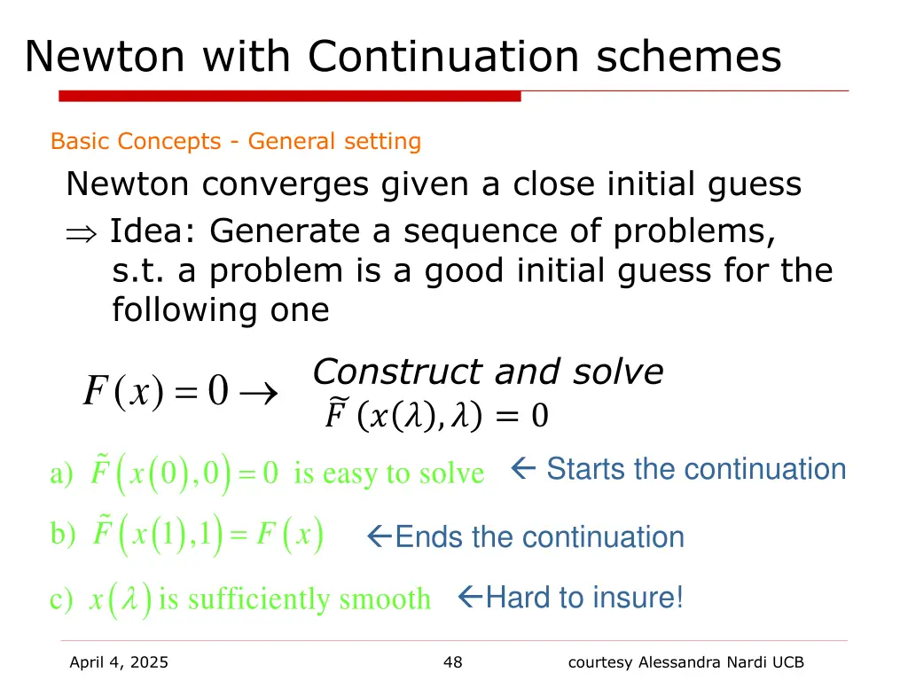 newton with continuation schemes