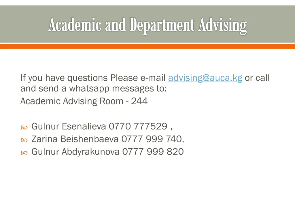 academic and department advising