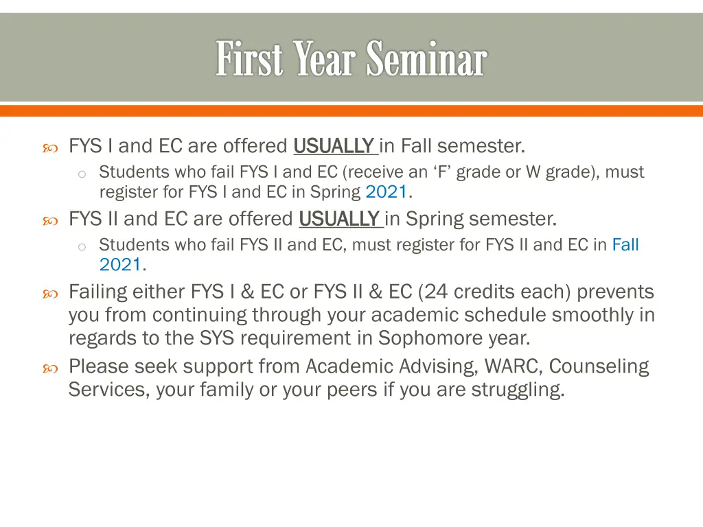 first year seminar
