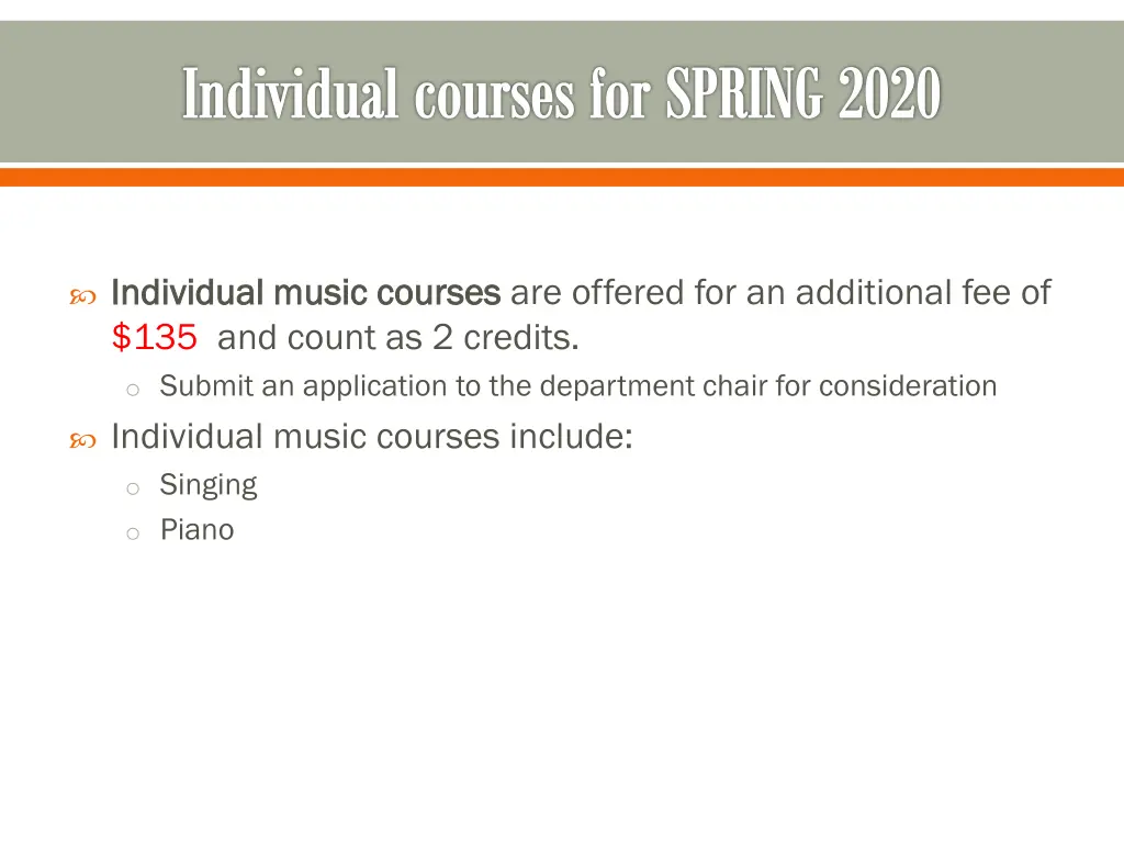 individual courses for spring 2020