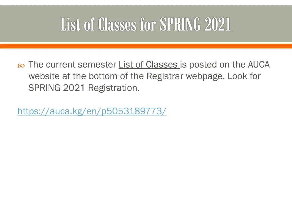 list of classes for spring 2021