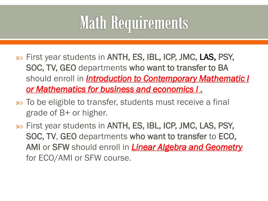math requirements 2
