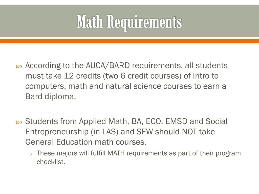 math requirements