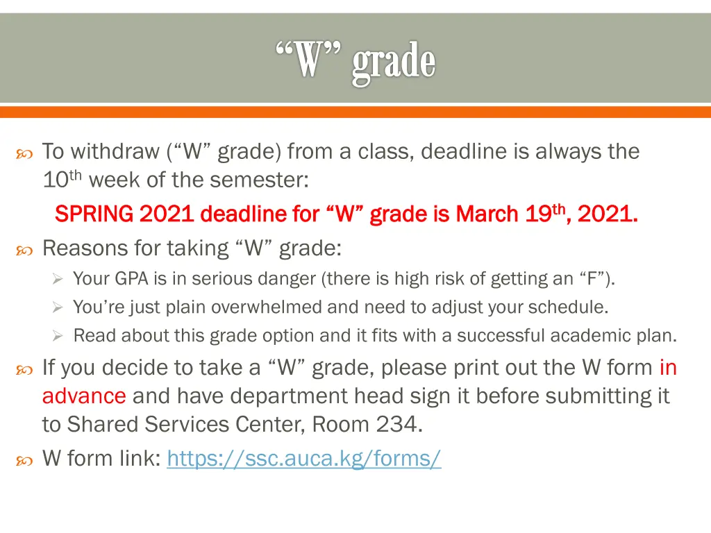 w grade