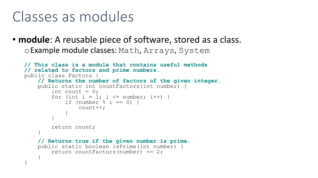 classes as modules