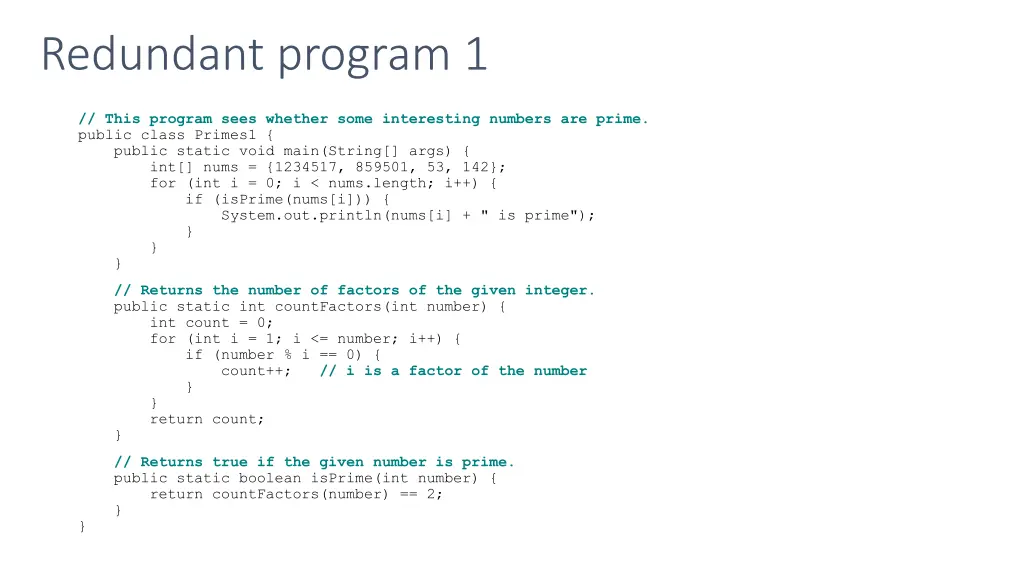 redundant program 1