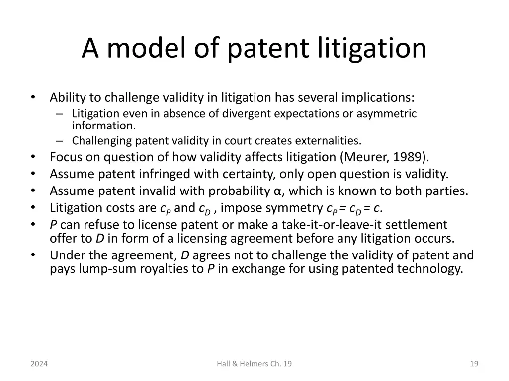 a model of patent litigation 1