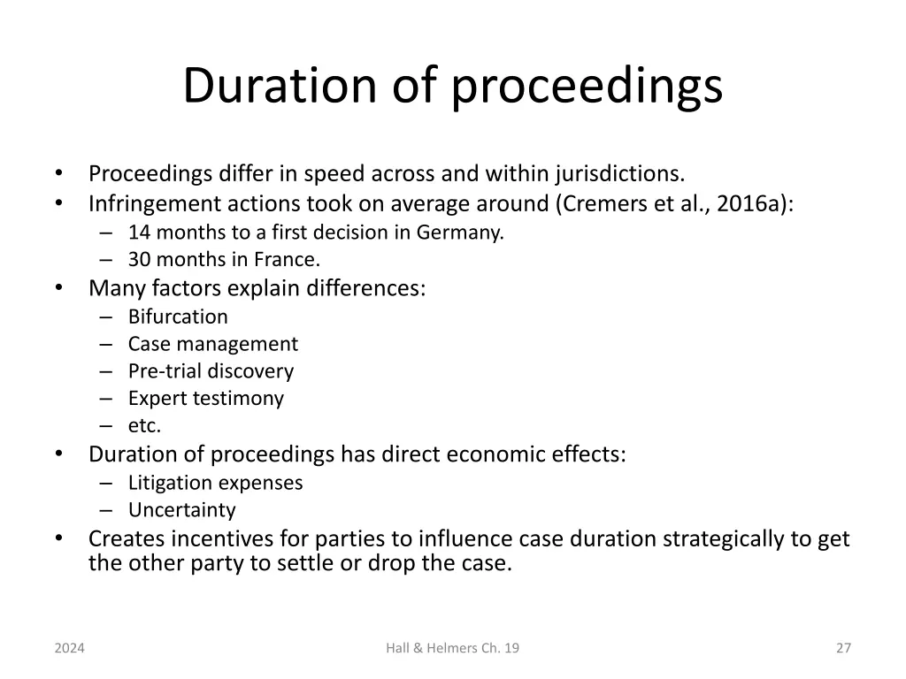 duration of proceedings