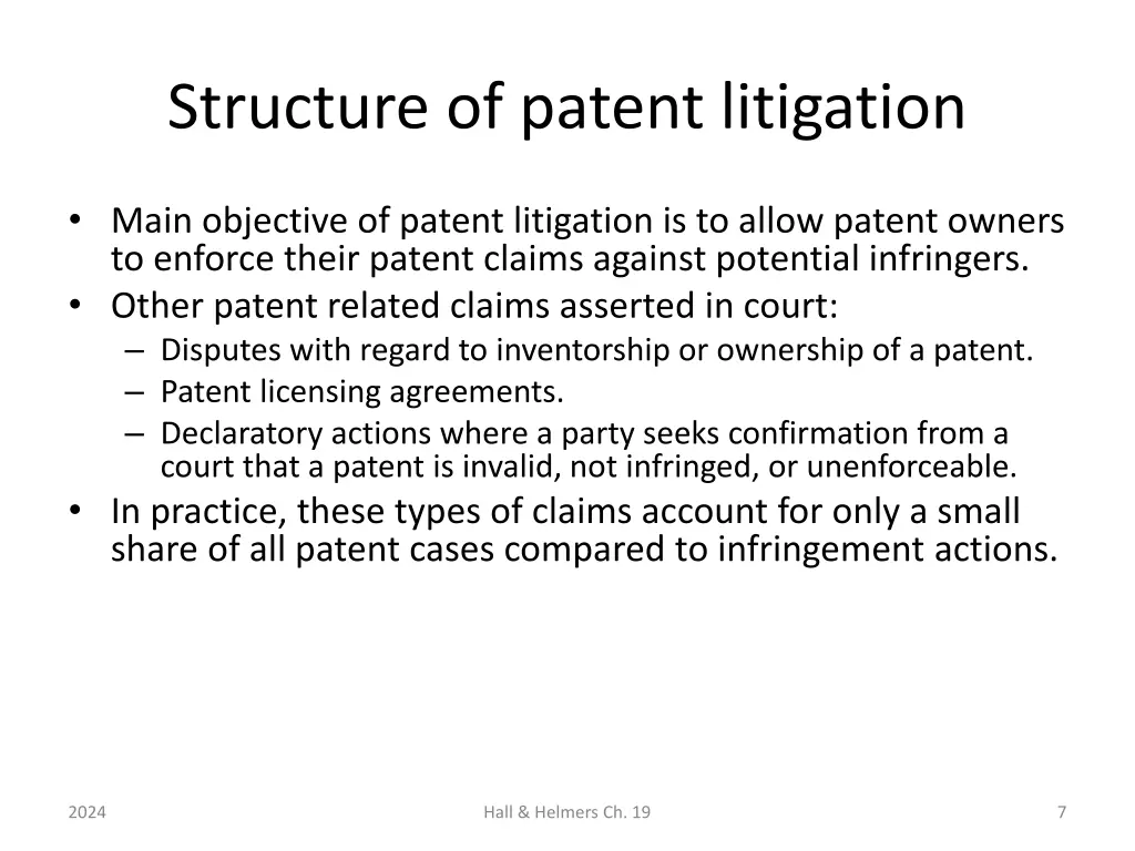 structure of patent litigation