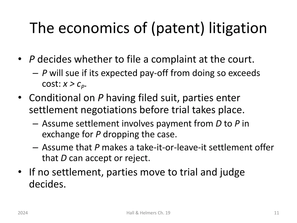 the economics of patent litigation 1