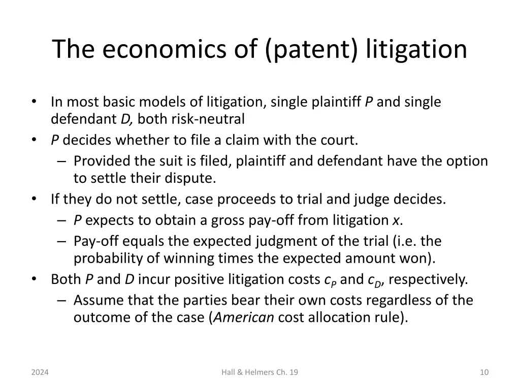 the economics of patent litigation