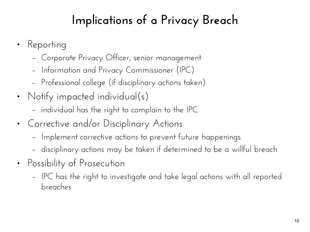 implications of a privacy breach