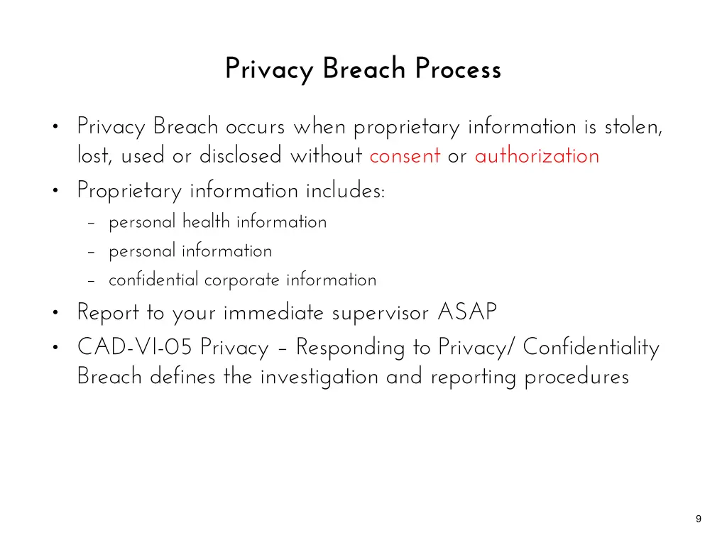 privacy breach process