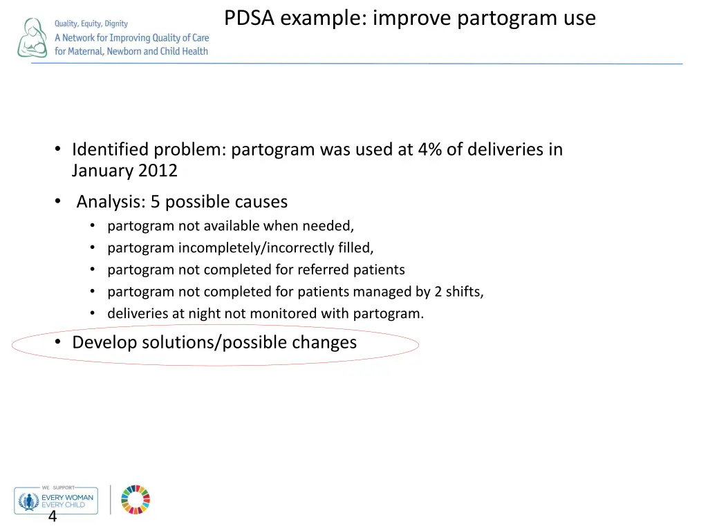 pdsa example improve partogram use