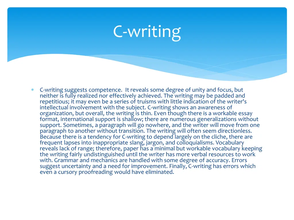 c writing