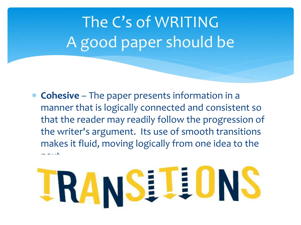 the c s of writing a good paper should be 5