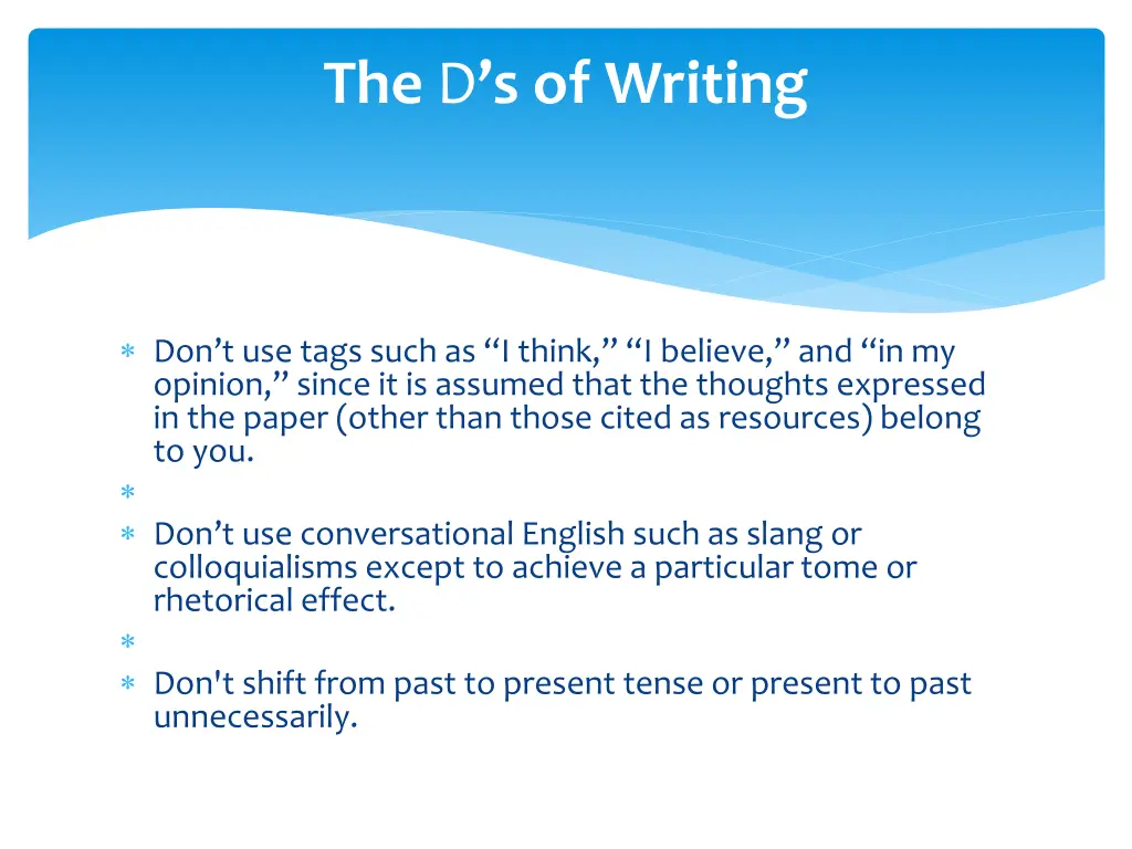 the d s of writing 1