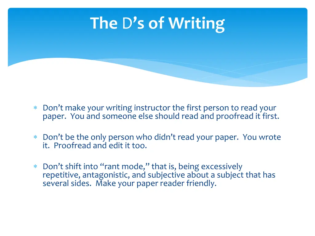 the d s of writing