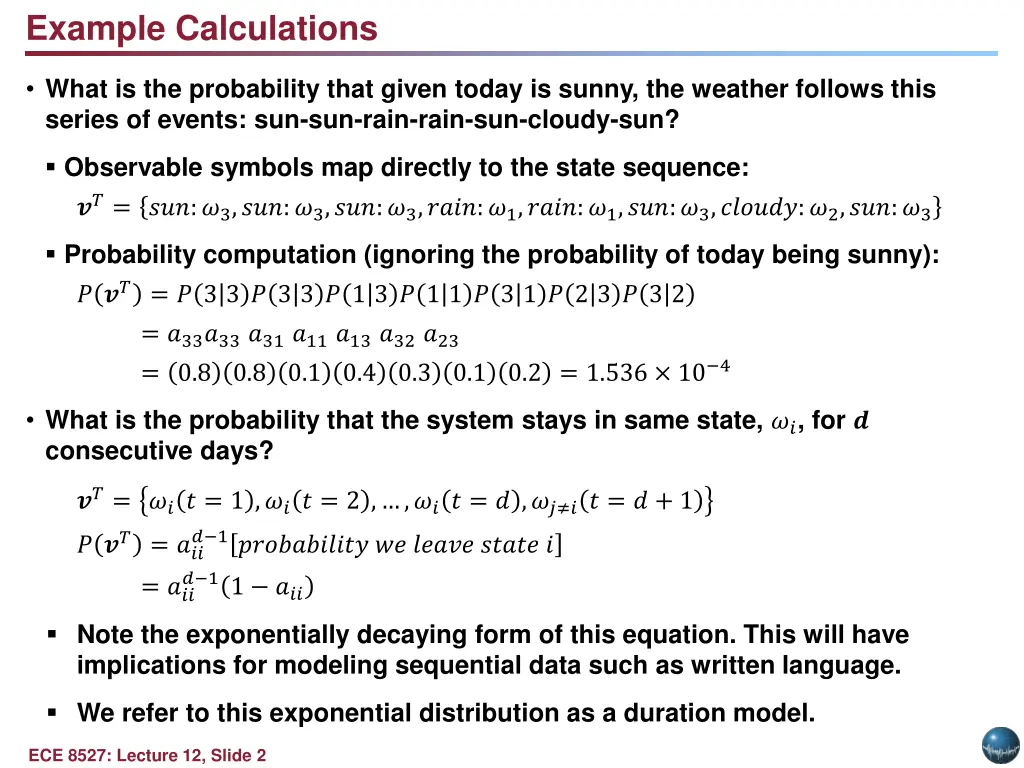 example calculations