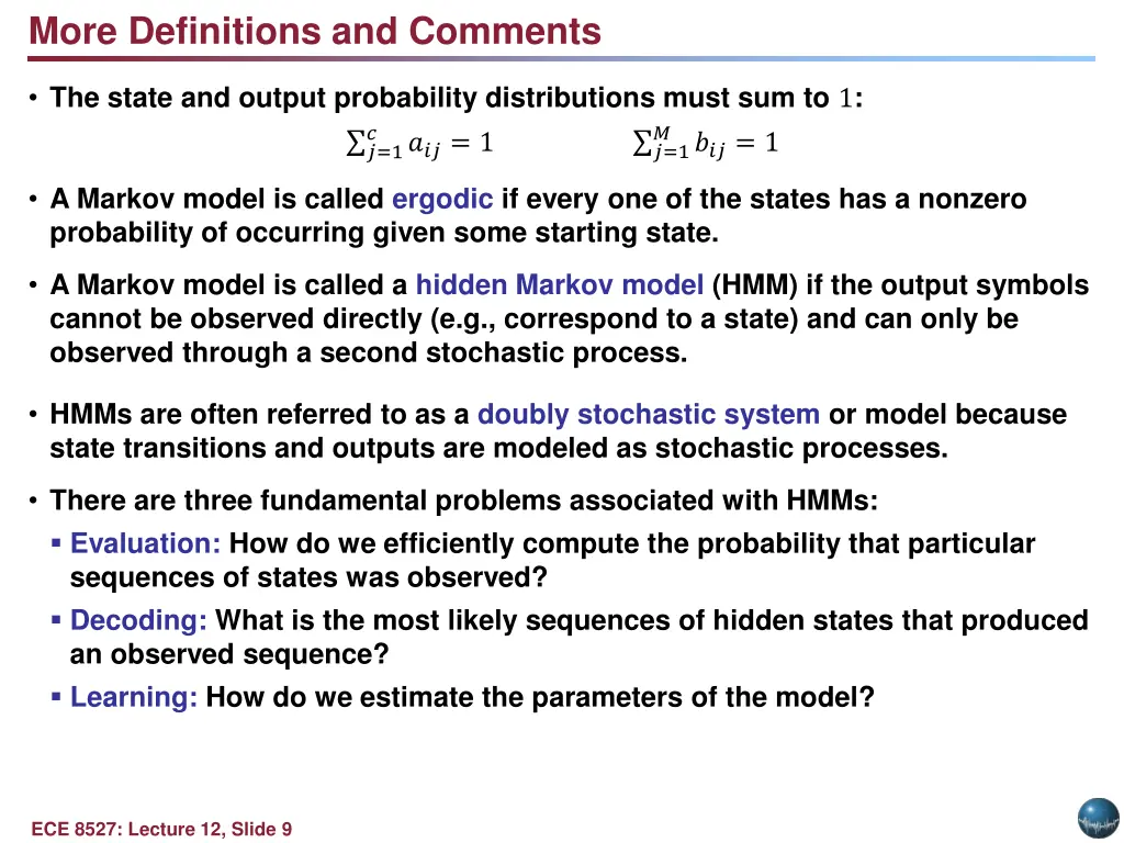 more definitions and comments