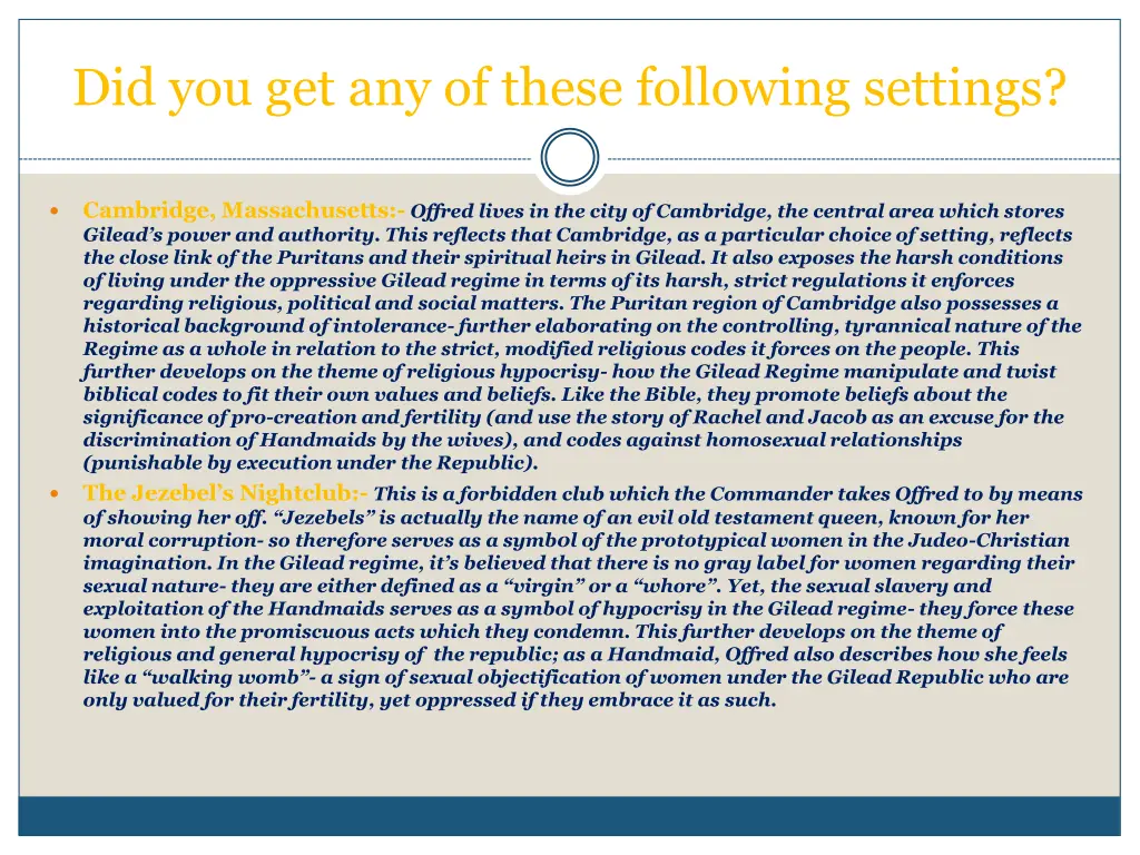 did you get any of these following settings