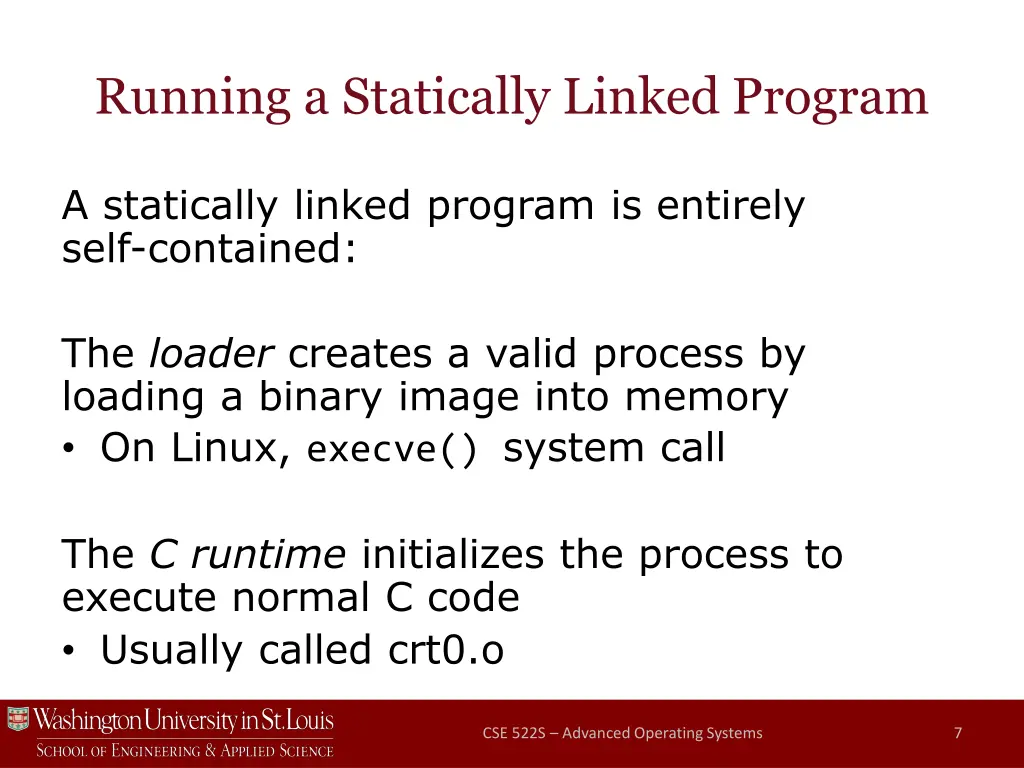 running a statically linked program