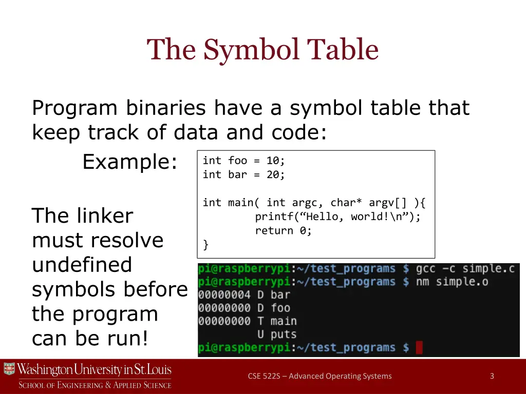 the symbol table
