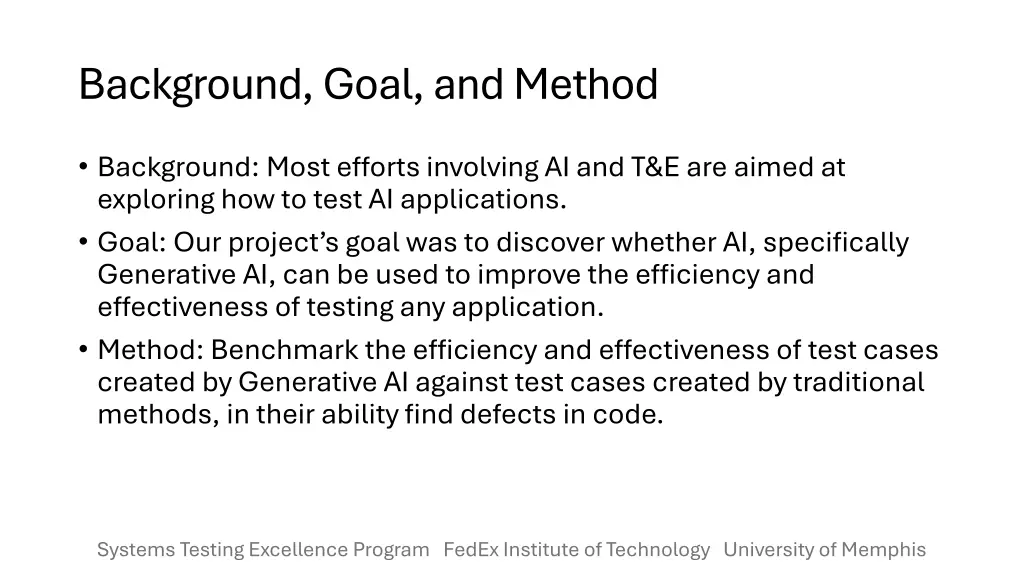 background goal and method