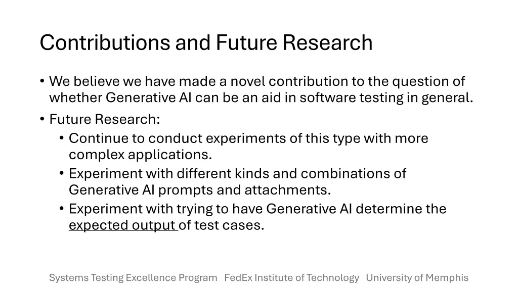 contributions and future research