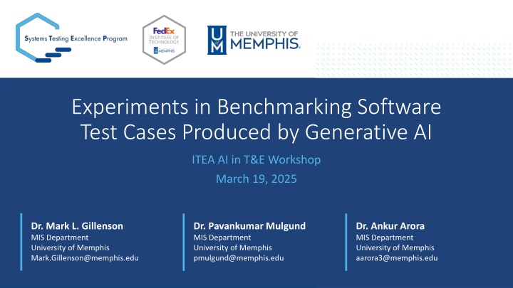 experiments in benchmarking software test cases