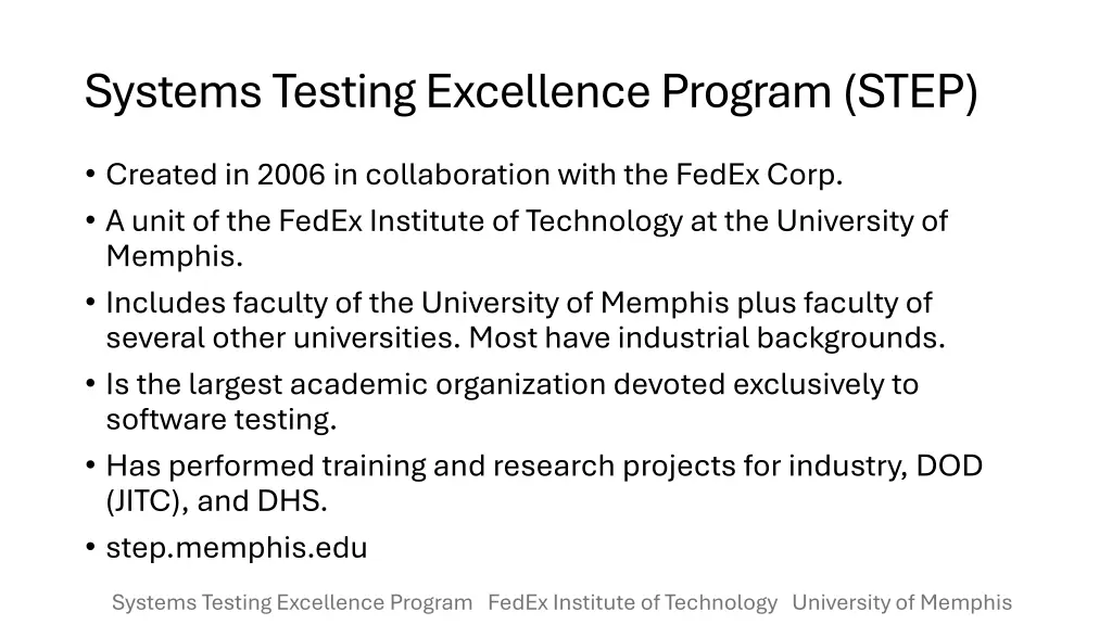 systems testing excellence program step
